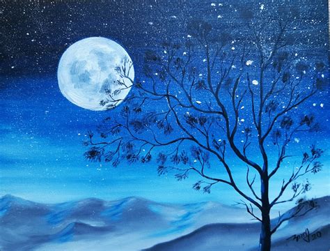 Acrylic Moonlight Night Painting by Mamun Ahmed on Dribbble