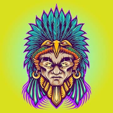 Premium Vector | Aztec Indian American Warrior