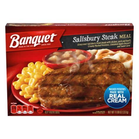 Banquet Salisbury Steak With Creamy Mashed Potatoes And Cinnamon Apple ...