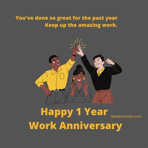 Happy 1 Year Work Anniversary | Best Wishes Work Anniversary Quotes, Happy One Year Anniversary ...