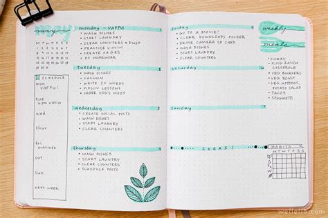 Bullet Journal Weekly Spreads To Inspire You In 2022 - Wellella - A ...