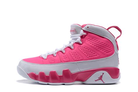 Women's Air Jordan 9 GS Peach Pink/White Basketball Shoes