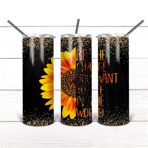 20 Oz skinny tumbler sunflower wrap tapered straight template | Etsy