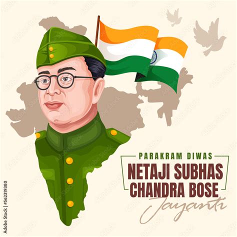 Typography of Netaji Subhas Chandra Bose Jayanti. Freedom Fighter and National Hero of India ...