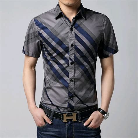 The plus size 6XL men short sleeve shirt, pure cotton grid color brand shirts men's casual shirt ...