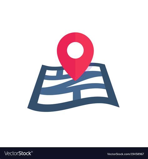 Navigation icon on white map and mark Royalty Free Vector