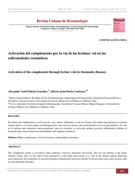 (PDF) Activation of the complement through lectins: role in rheumatic diseases