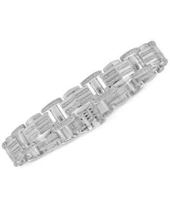 Macy's Men's Diamond Bracelet (1/2 ct. t.w.) in Sterling Silver - Macy's | Mens bracelet silver ...