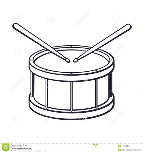 Doodle of classic wooden drum with drumsticks. Illustration about drawing, pencil, contour ...