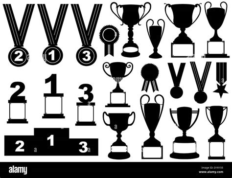 Trophies and medals set Stock Photo - Alamy