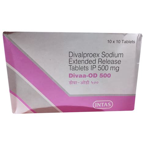 Divaa-OD Divalproex Sodium Extended Release Tablets, 500 mg, Intas ...