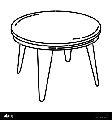 Round Table Part of Furniture and Home Equipment Hand Drawn Icon Set Vector Stock Vector Image ...