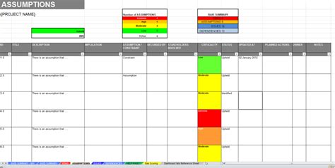 RAID Log Excel Template for Project Management