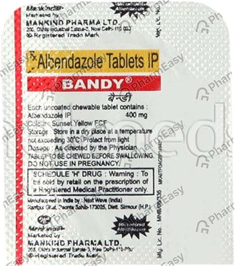 Bandy 400 MG Chewable Tablet (10): Uses, Side Effects, Price & Dosage ...