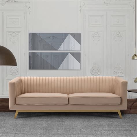 Liv Modern Beige Velvet Sofa - Walmart.com - Walmart.com