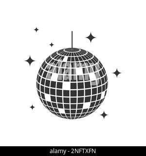 Discoball icon. 70s 80s disco night club shining mirror sphere. Dance ...