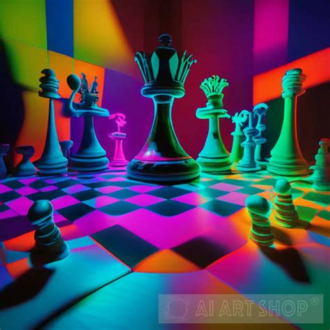 Vibrant Neon chess pieces