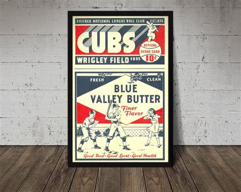 1935 CHICAGO CUBS Print Vintage Baseball Poster Retro - Etsy | Chicago ...