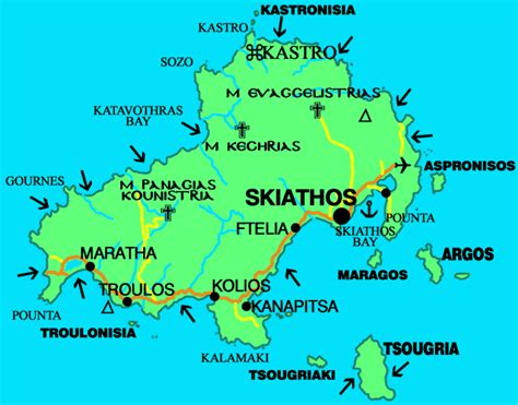 Skiathos Map - Sporades islands Greece