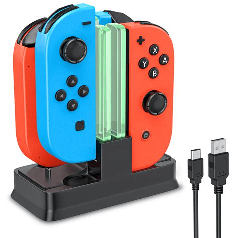 Joy-Con Lite Charging Dock for Nintendo Switch, LED Pro Controller Charger Stand with USB Cable ...