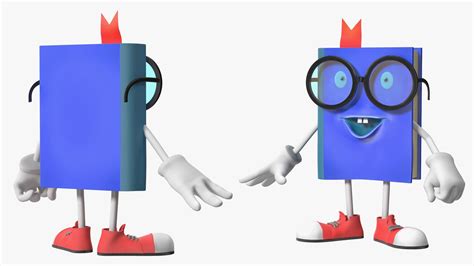 Cartoon Blue Book Character Standing Pose 3D - TurboSquid 2128245