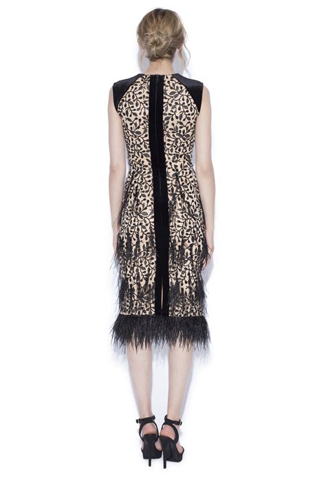 Midi dress with ostrich feathers | RS9235 | NISSA