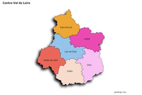 Create Custom Centre Val De Loire Map Chart with Online, Free Map Maker.