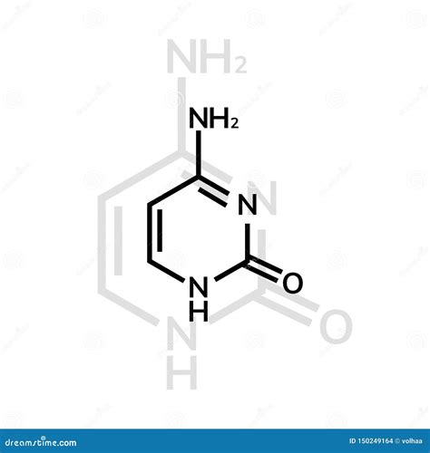 Cytosine chemical formula stock vector. Illustration of atoms - 150249164