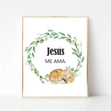 Spanish Jesus Loves Me Wall Art Christian Nursery Decor - Etsy