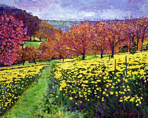 Fields Of Golden Daffodils Painting by David Lloyd Glover