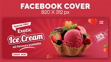 How to Create a Facebook Cover Banner Design | Ice Cream | Photoshop ...