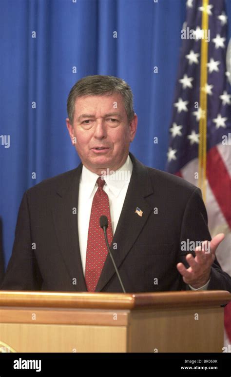 Attorney General John Ashcroft speaks at a news conference at the Stock Photo, Royalty Free ...