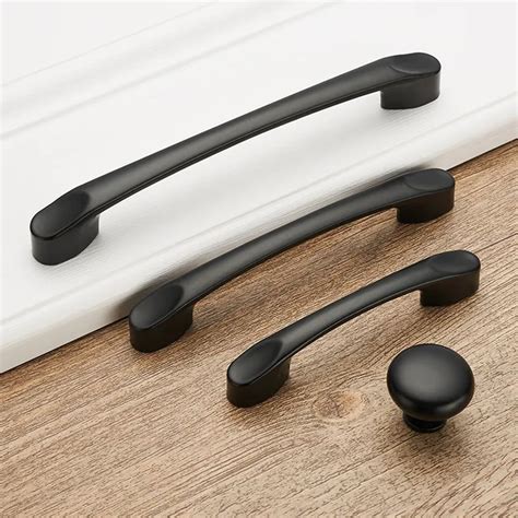 4 PCS Matte black Cabinet Pulls Handles 64mm 96mm 128mm Hole Kitchen Cupboard Door Knob ...