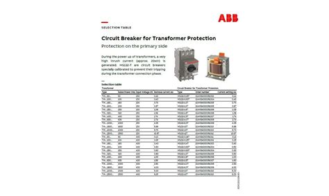 Circuit breakers for transformer protection - Motor protection and control | ABB