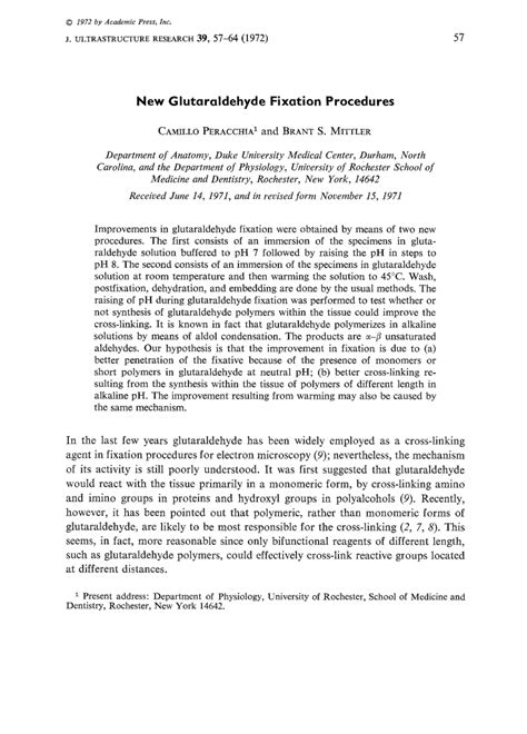 (PDF) New glutaraldehyde fixation procedure