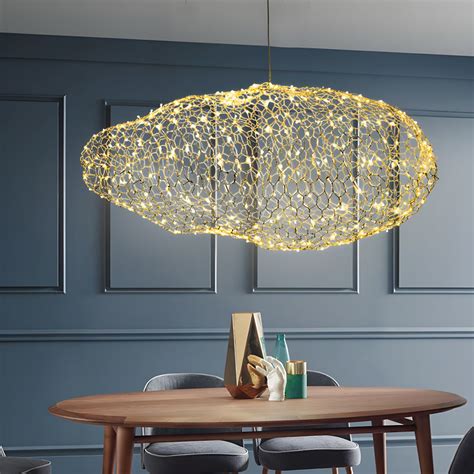 Chrome Mesh Cloud Pendant Lighting Modernist Metal 12"/16"/31.5" Wide LED Ceiling Hanging Lamp ...