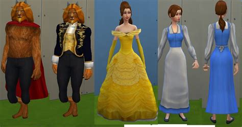 Mod The Sims - Belle & the Beast: Disney Fairytale Collection Pt. 9 Red And Blue Dress, Blue ...