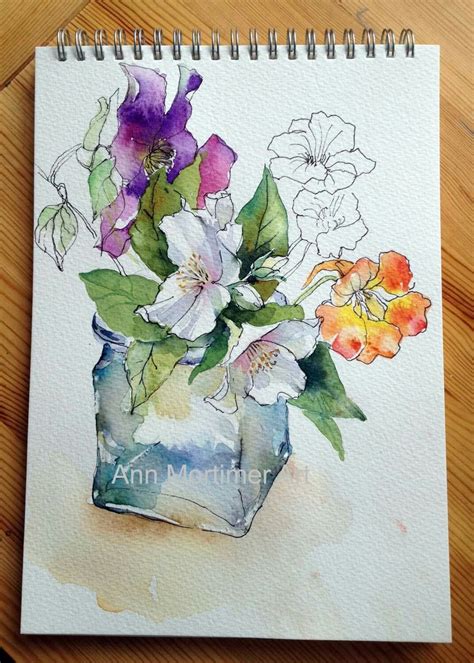 Line and Wash Flowers - Ann Mortimer