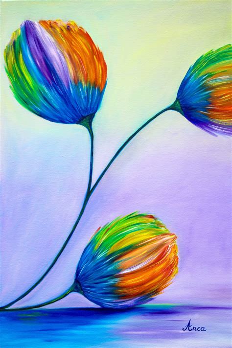 Modern Flower Painting Abstract Flowers Paintingoriginal - Etsy UK ...