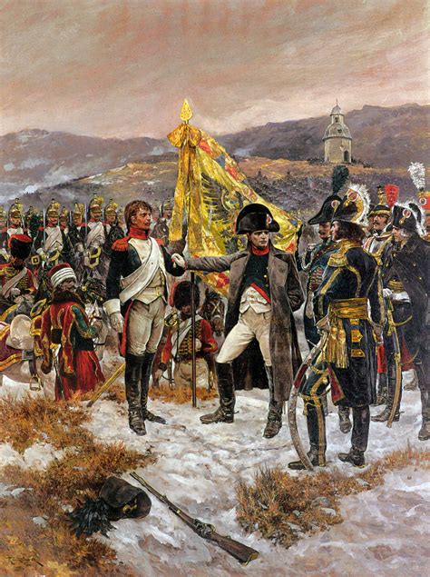 Napoleon I awarding the Legion d'Honneur to a dragoon for the capture ...