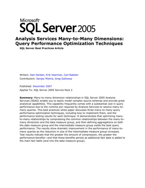 Query Performance Optimization Techniques