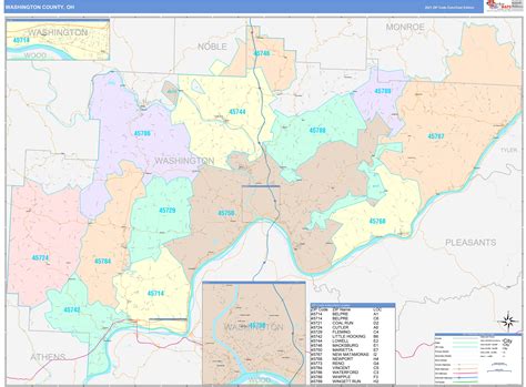 Washington County, OH Wall Map Color Cast Style by MarketMAPS ...