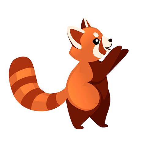 Premium Vector | Cute adorable red panda hands up cartoon design animal character style illustration