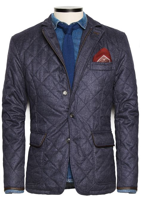 Lyst - Mango Herringbone Husky Jacket in Blue for Men