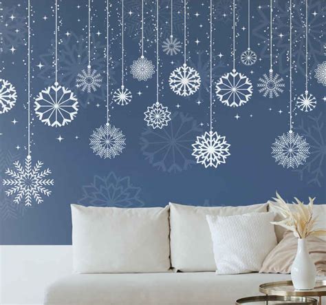 Blue snowflakes fantasy mural - TenStickers