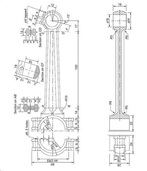 Connecting Rod Detail Mechanical Engineering Logo, Civil Engineering Design, Engineering Tools ...