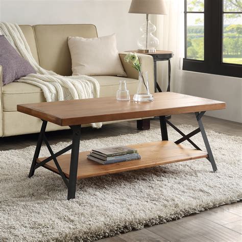 2 Layers Coffee Table Rectangular Coffee Table Rustic Coffee | Etsy