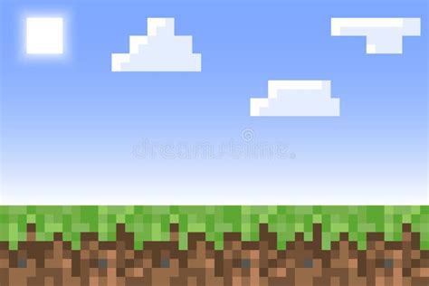 Pixel Minecraft Style Land Background. Concept of Game Ground Pixelated ...