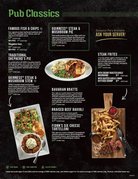 Fionn MacCools Menu | Fionn MacCool’s Menu Prices Canada - 2024