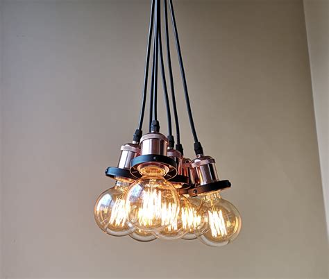 Edison Light Fixture - Hanging Cluster Light with 6 Pendants - Custom Edison Chandelier Light ...